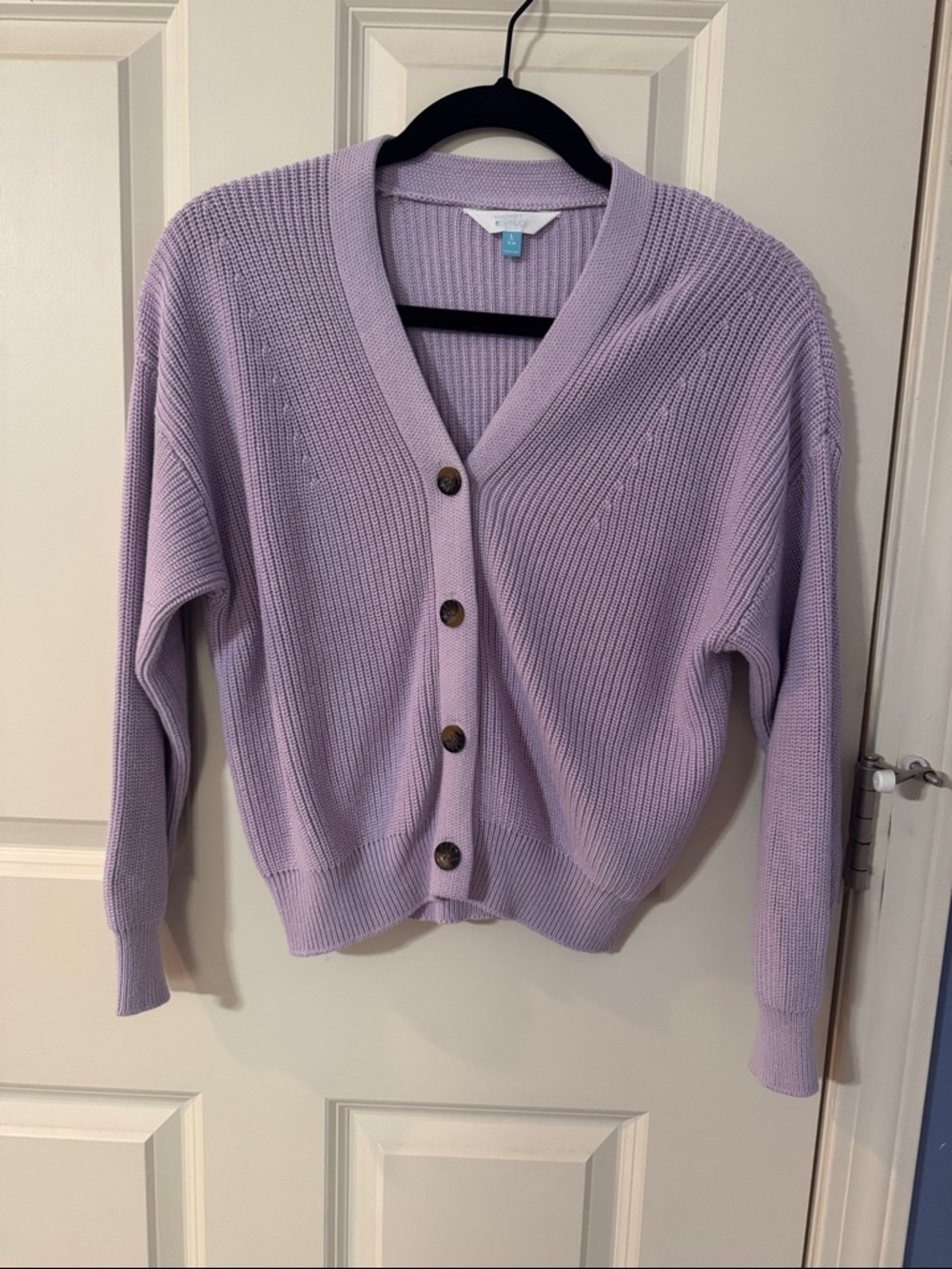 Market & Spruce Lavender Ribbed V-Neck Button Cardigan